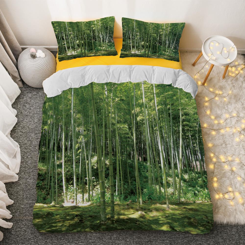 Комплект постельного белья из бамбука Green Nature Plant King Size, полиэстеровое одеяло с наволочкой для детей, мальчиков и девочек