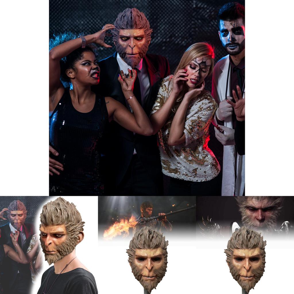 Black Wukong Mythical Monkey Mask For Halloween Costume Party And Cosplay Props