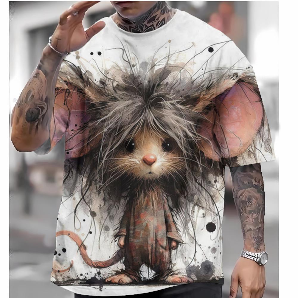 Новая модная футболка с милым рисунком кота, мужские топы с короткими рукавами, футболка для парных моделей, свободная одежда больших размеров, повседневные уличные футболки