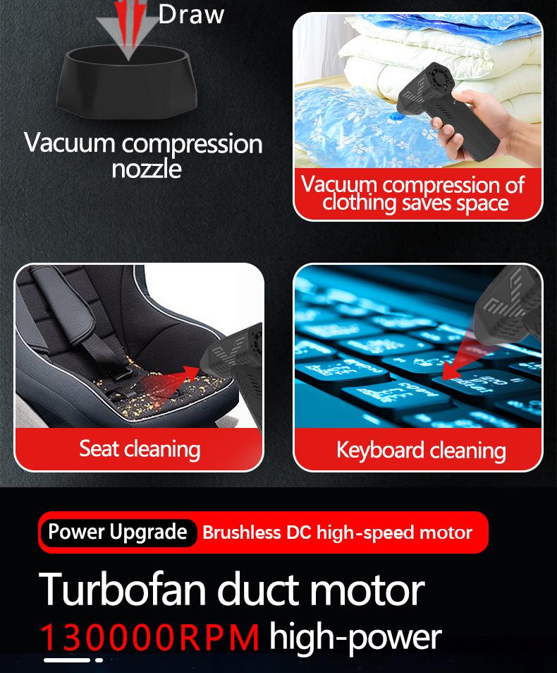 130,000 Rpm High-Speed Turbo Fan Handheld Brushless Fan for Water and Snow Blowing