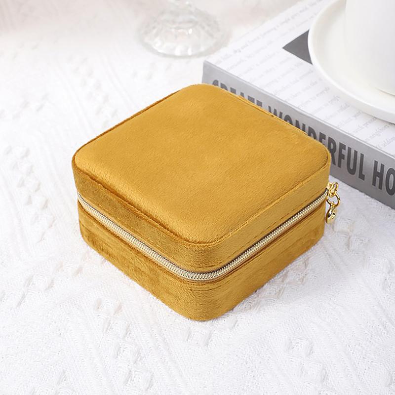 Бархатная шкатулка для украшений дорожная портативная фланелевая квадратная на молнии чехол для хранения ювелирных изделий держатель для подарков держатель для колец держатель для серег