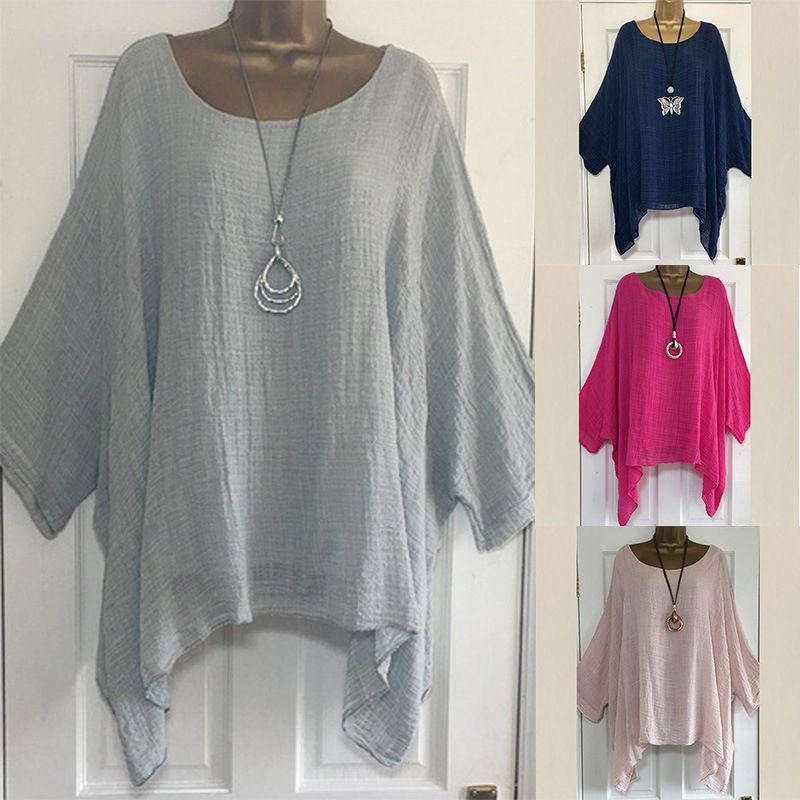 Модная женская футболка-кафтан большого размера с неровным подолом для универсального повседневного образа