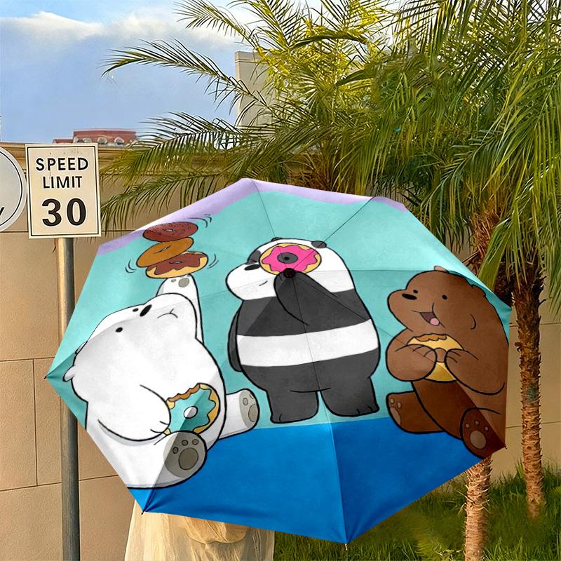 Cartoon Bears Donuts Umbrella Suitable All Seasons Home Travel Outdoor Activities Multi Functional Umbrella Folding Umbrella Suitable For All Seasons