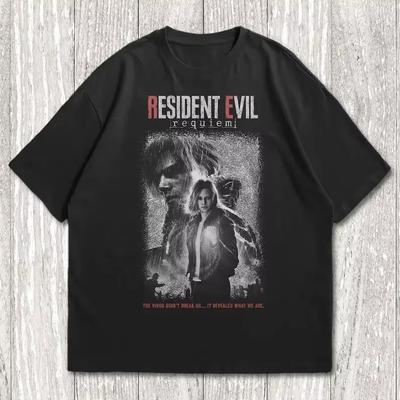 2026 Жители Зла 9 Реквием Высококачественная Хлопковая Футболка Biohazard Requiem Хоррор Игра Футболка Леон Кеннеди Футболка Y2k Ins