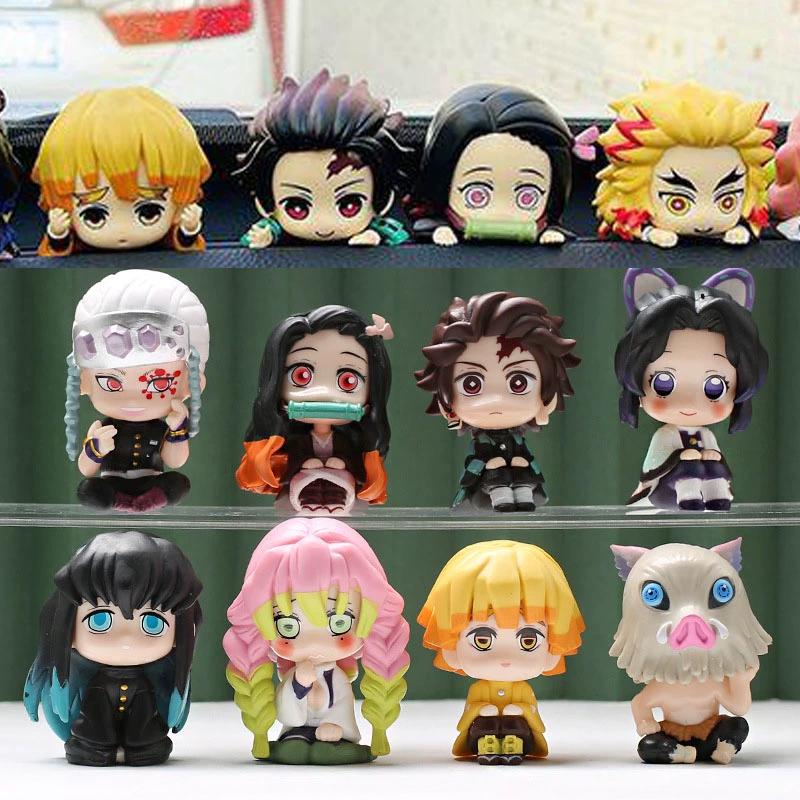 Demon Slayer Chibi-style Sitting Tanjiro And Zenitsu Agatsuma Toy Figurine/car Toy
