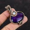 Подвеска из фиолетового огненного лабрадорита, подвеска из медной проволоки, ювелирное изделие ручной работы из меди, подвеска из радужного лунного камня, драгоценный камень, подарок для мамы