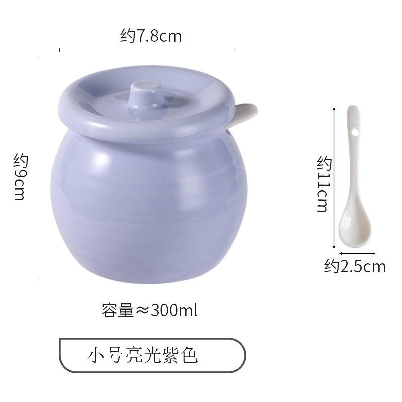 Кухонная керамическая емкость для масла, устойчивая к высоким температурам, емкость для масла чили с крышкой, ложка, банка для специй, банка для приправ