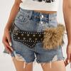 Retro Leather Fur Belt Rivet Y2K Waistband Fashion Punk Style Belt  Pants Accessories