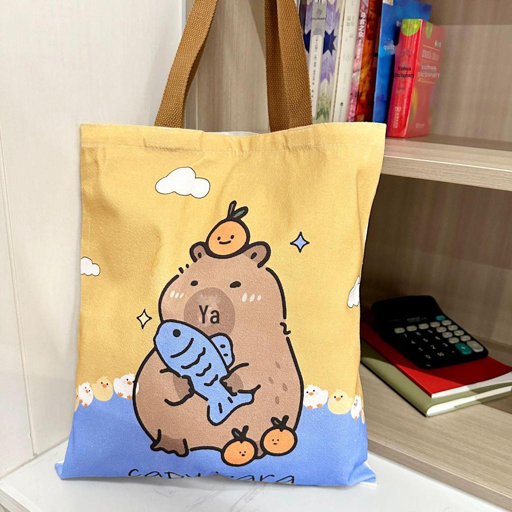 Capybara Cute Canvas Bag - Large Capacity School and Student Tote