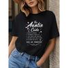 Women Funny Auntie Code T-Shirt Heart Design Humorous Family Saying Round Neck Short Sleeve All-Season Casual Family Event Aunt Gift Top