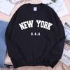 New York Usa Letter Print Streetwear Man Loose Fitness Clothes Fashion High Quality Hoodie Fleece Pullover New Sweatshirt Women