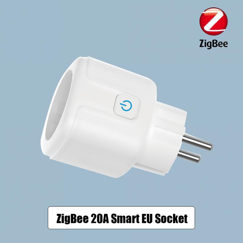 Умная розетка Zigbee Tuya Smart Life App Control, европейская вилка 16a 20a, беспроводная розетка с монитором мощности для Alexa Alice Google Home