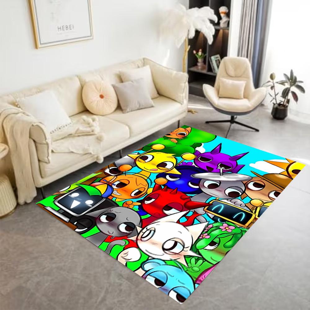 Colorful Creatures Gathering Floor Rug Office Rug Suitable for Kitchen Dining Room Decorate room Outdoor Antislip Carpet Anime Office Decor