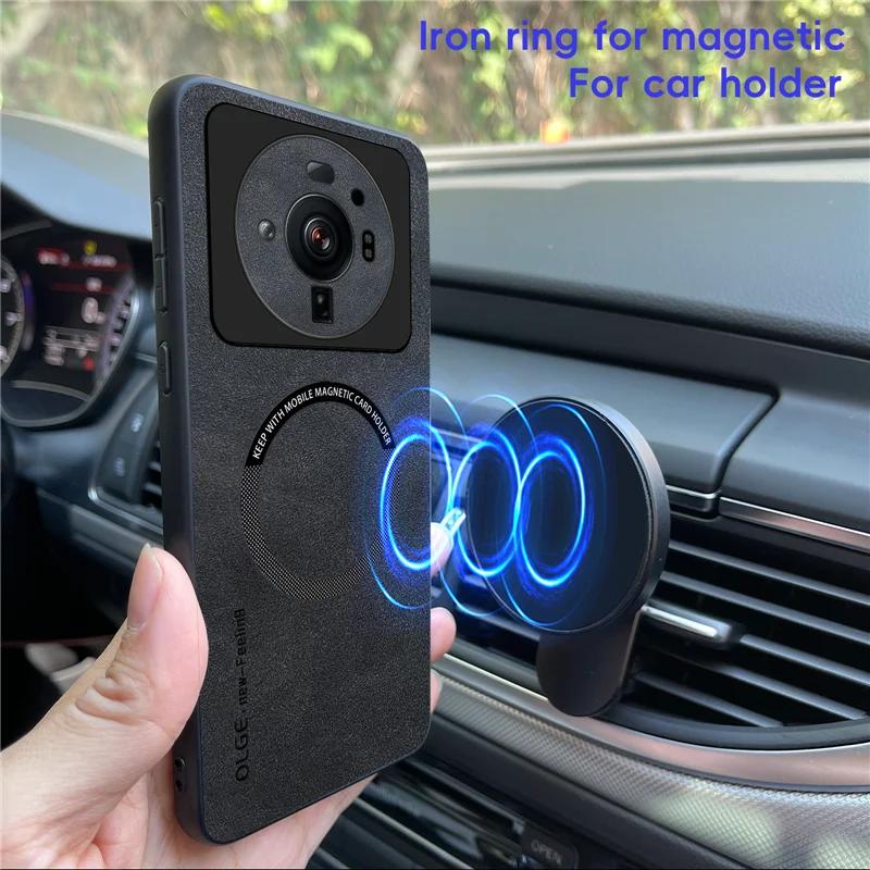 Магнитный ретро кожаный мягкий чехол для Xiaomi 12S Ultra 12SUltra 5G с беспроводной зарядкой, чехол-накладка для телефона