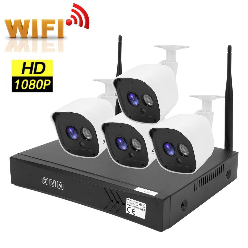 Комплект видеорегистратора WiFi, 8 каналов, NVR, удаленный просмотр, 1080P, водонепроницаемый, для домашней безопасности AC 100?240VUS