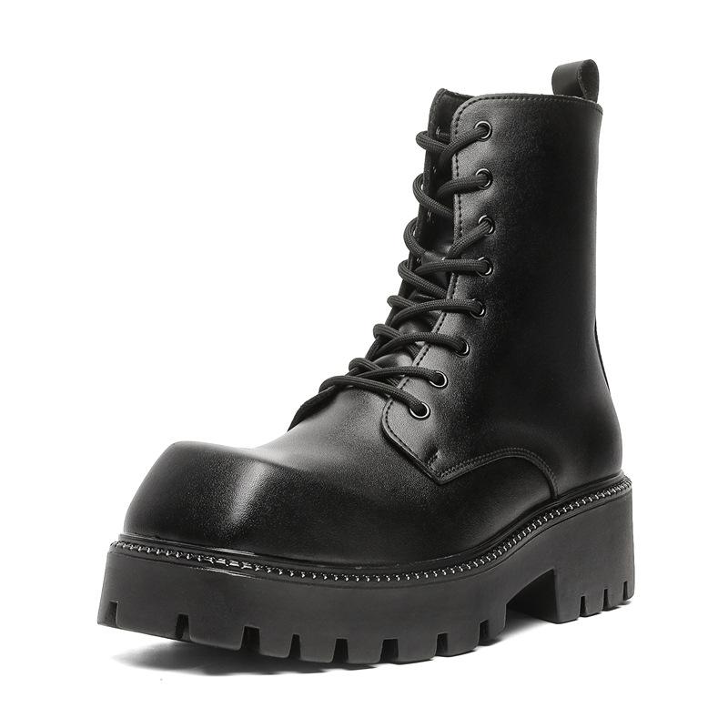 Британский стиль черные ботинки Мартин мужские высокие универсальные увеличивающие рост корейская версия кожаные ботинки модные мужские рабочие ботинки-локомотивы 1907-J