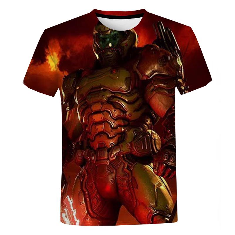 Мужская футболка с короткими рукавами Doom Game с 3D принтом, летняя повседневная футболка большого размера, модные уличные топы с круглым вырезом в стиле Харадзюку
