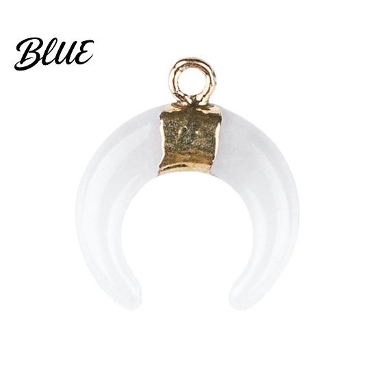 DIY Pendant Charm Gold-Plated Edging Crescent Horn Design Natural Imitation