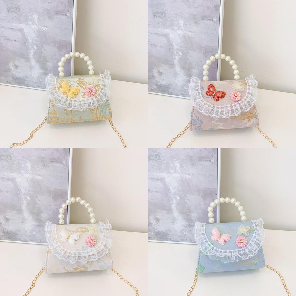 Embroidered Pearl Lace Chain Childrens Crossbody Bag Suitable Daily For