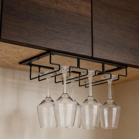 Трехъярусный держатель для бокалов под шкаф, органайзер для сушки бокалов, черный металлический держатель для бокалов для шкафа, кухни, бара, ресторана