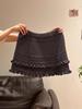 Korean Ruffled Lace Knit A-Line Skirt - Women's High Waist Slimming Short Skirt for Autumn/Winter