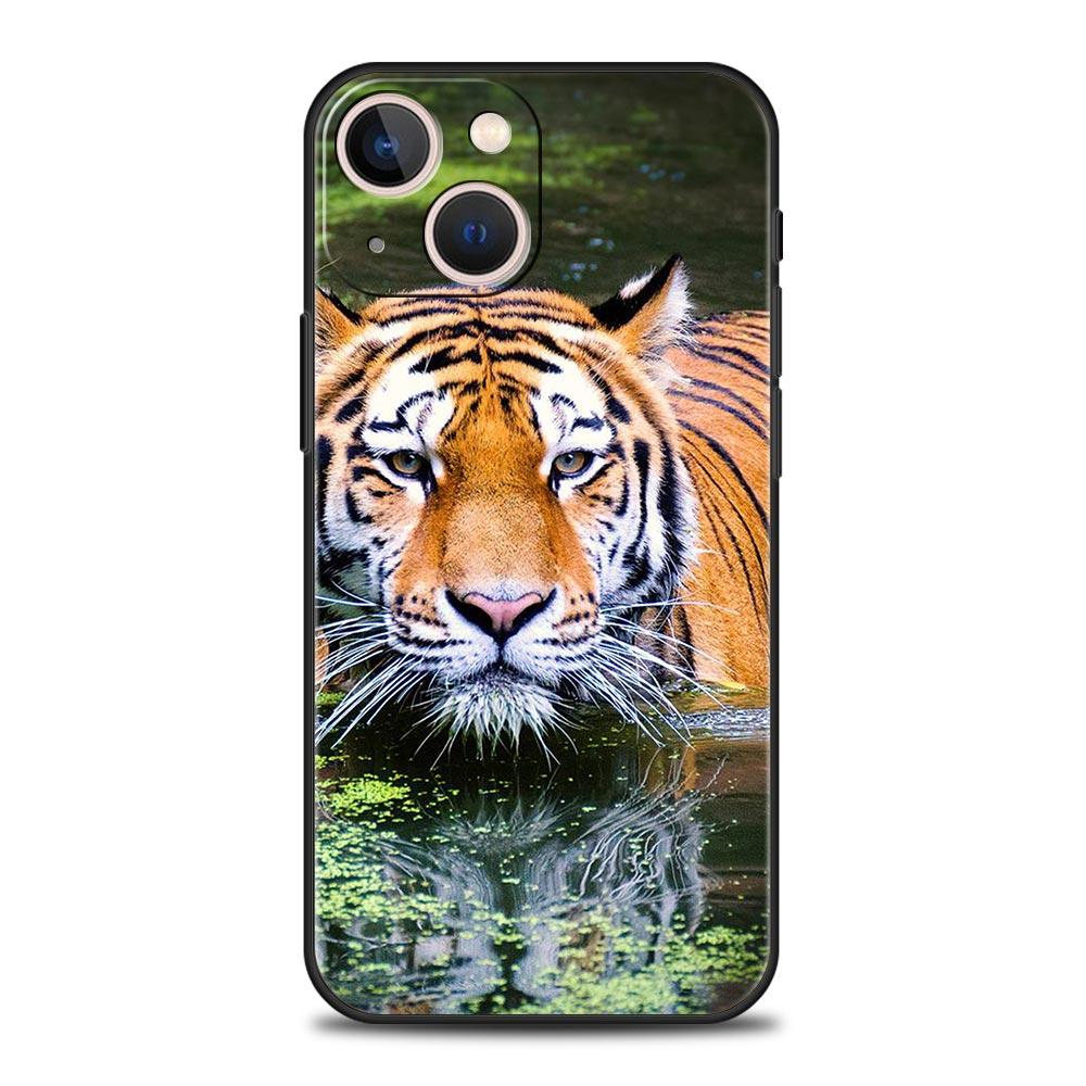 Tiger Leopard Fashion Phone Case For iPhone 17 16 15 Pro Max 11 12 13 14 7 8 Plus SE 2020 X XR XS Cover Soft Black