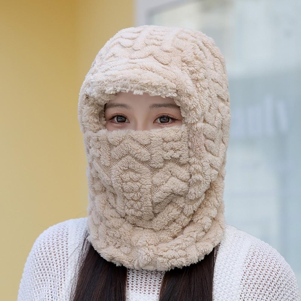Polyester Warm Wrap Head Hat Solid Color Compact Cap Scarf Ski Windproof Cap  Women