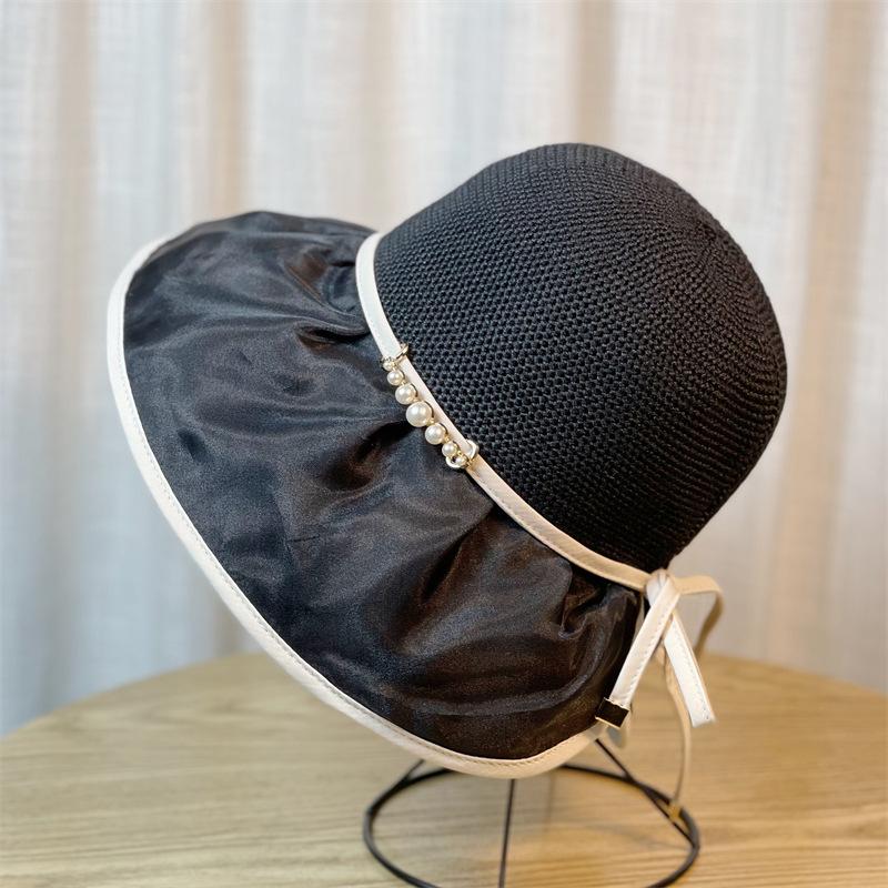 Летняя шляпа женская бусины веревочная цепочка шляпа-ведро солнцезащитная дышащая с широкими полями шляпа от солнца пляжные аксессуары шляпы от солнца женские новые
