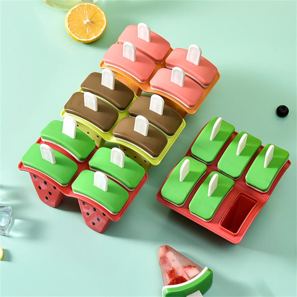 4pcs Watermelon Shape Ice Mold, Popsicle Maker with Cover, DIY Homemade Ice Cream Tool, Leakproof Design for Frozen Treats