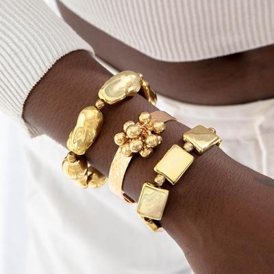 3 шт. Европейская и американская мода золотой нерегулярный жемчуг CCB открывающийся браслет набор для женщин и девочек ювелирные изделия для вечеринки ручной работы