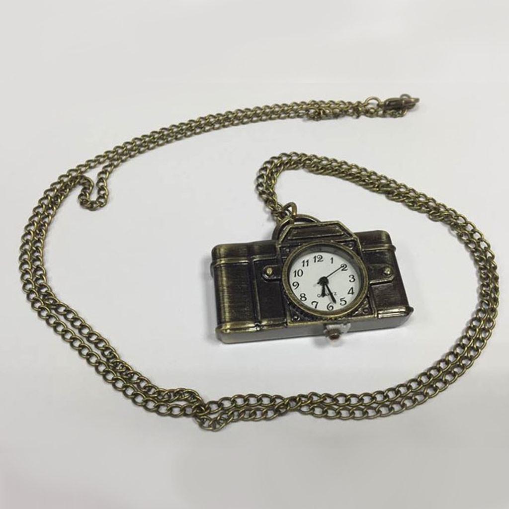 Унисекс античный дизайн камеры кулон карманные часы ожерелье подарок