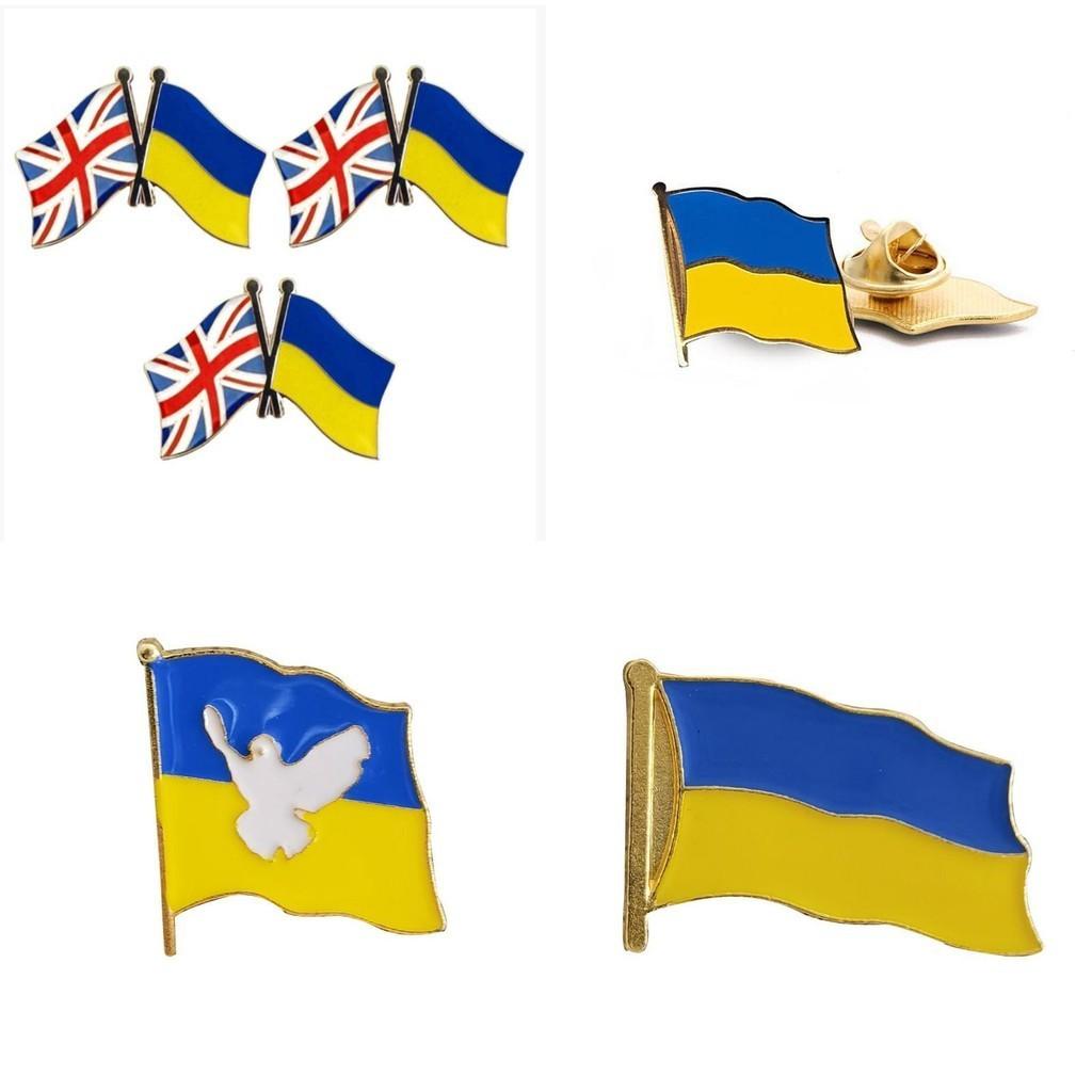 Великобритания Украина Металлическая Брошь Флаг Голубь Мира Двойной Флаг Значок Патриот Spot Badge