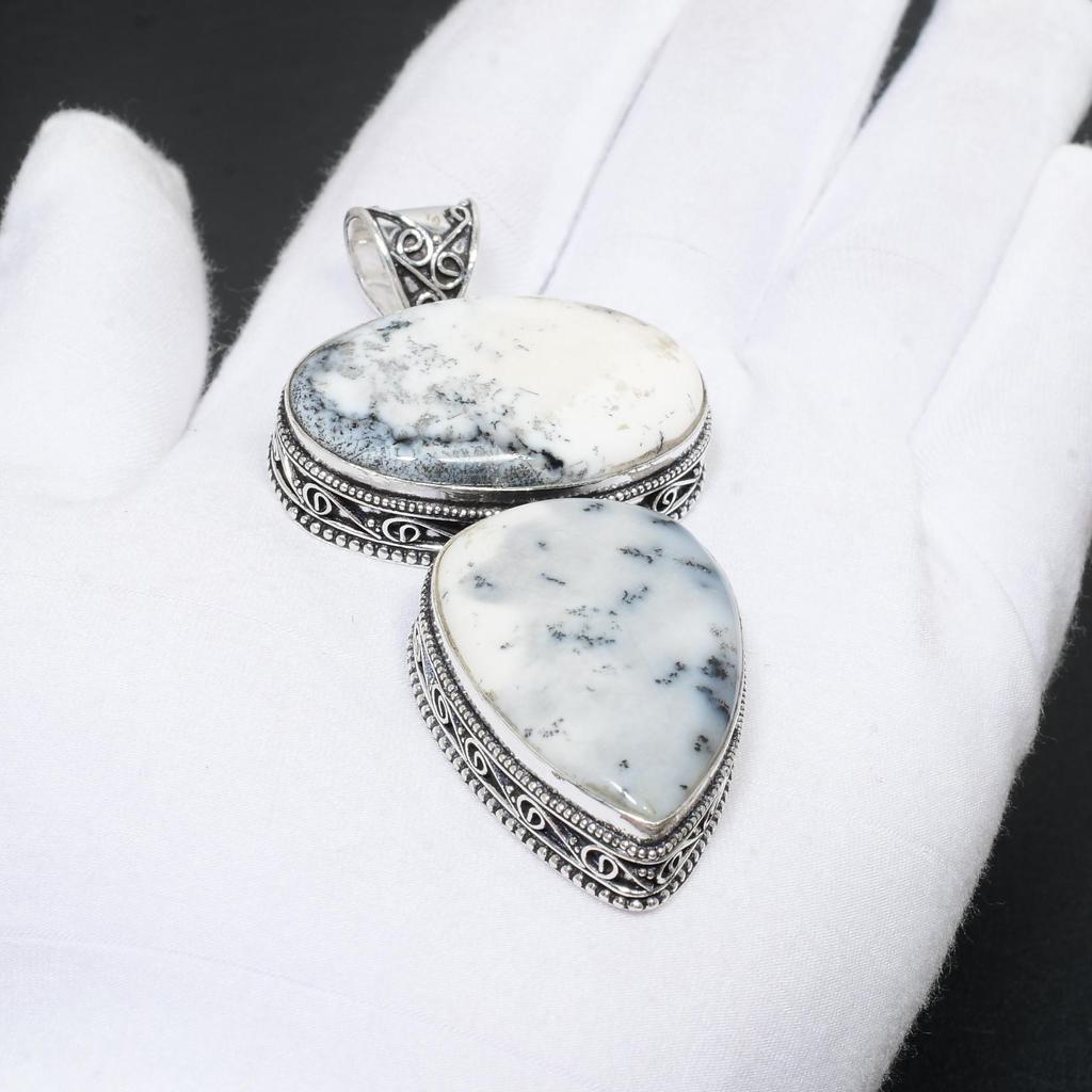 Дендрит Опал Драгоценный Камень Ручной Работы Стерлингового Серебра 925 Подвеска Античный Двойной Натуральный Дендрит Опал Драгоценный Камень Ювелирные Изделия Кулон Подарки Для Подруги