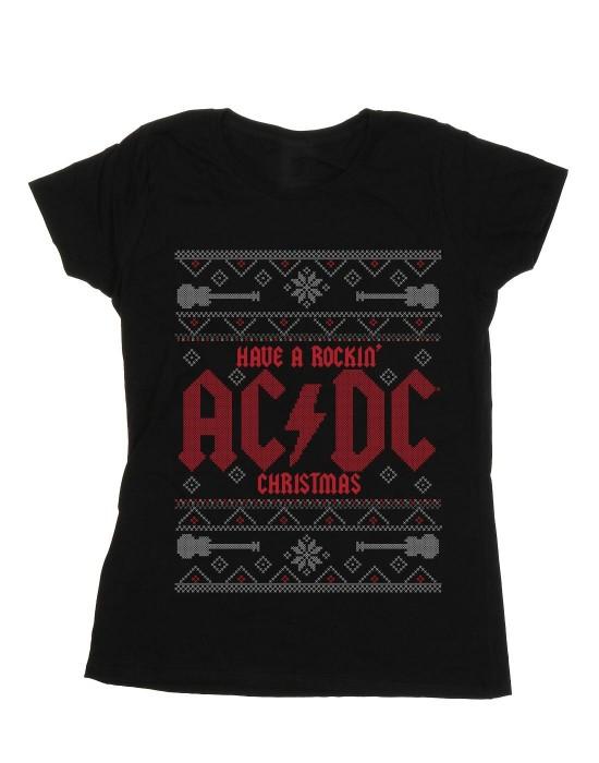 Женская/женская хлопковая футболка ACDC Have A Rockin Christmas