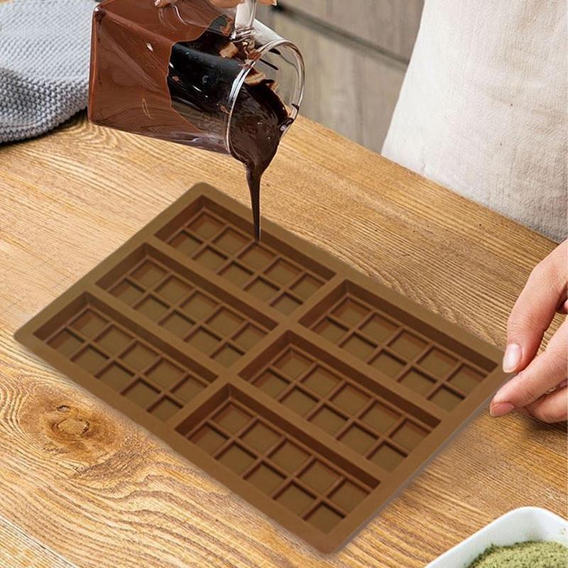 Chocolate Molds 6-Cavity Soap Molds With Scraper And 100 Bags Easy Release Mould For Baking Kitchen Home Chocolate Making Soap