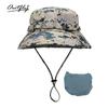 Camouflage mountaineering basin hat outdoor men's big head circumference bucket hat sun protection can be stored bionic camping jungle hat
