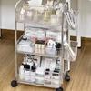 Portable Rolling Cart Storage Transparent Shelfs Multilayer Wheel Storage Rack Trolley Mobile Shelf Widening and Raising Storage