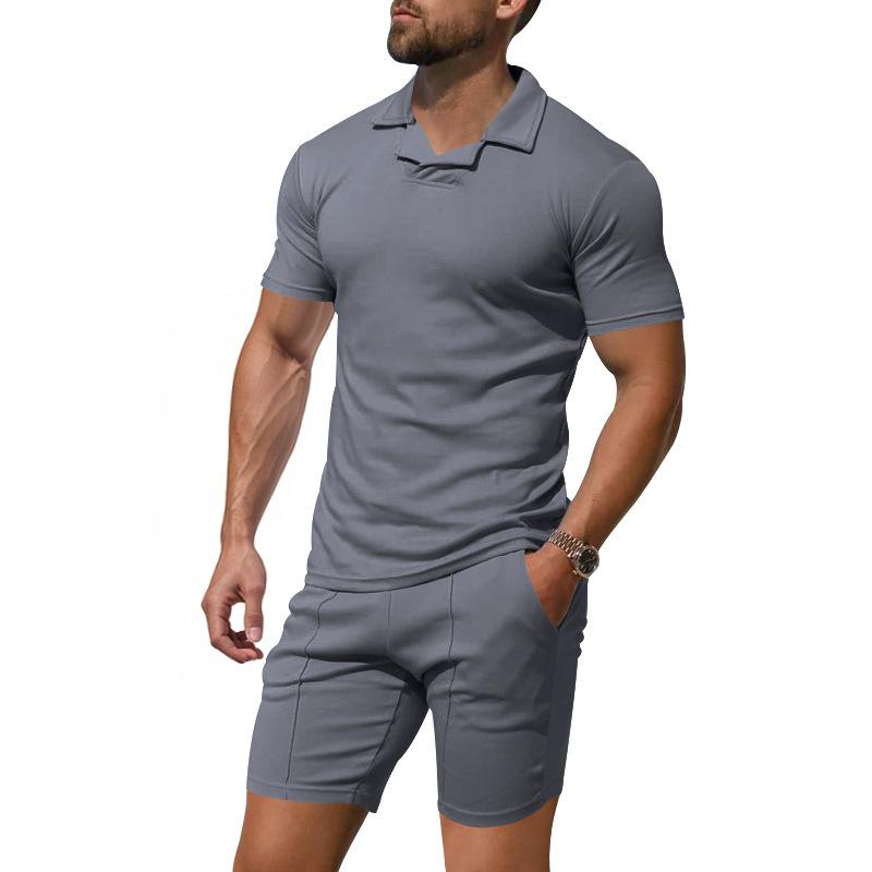 Men's Summer Men's British Burke Shirt Casual Sports POLO Suit