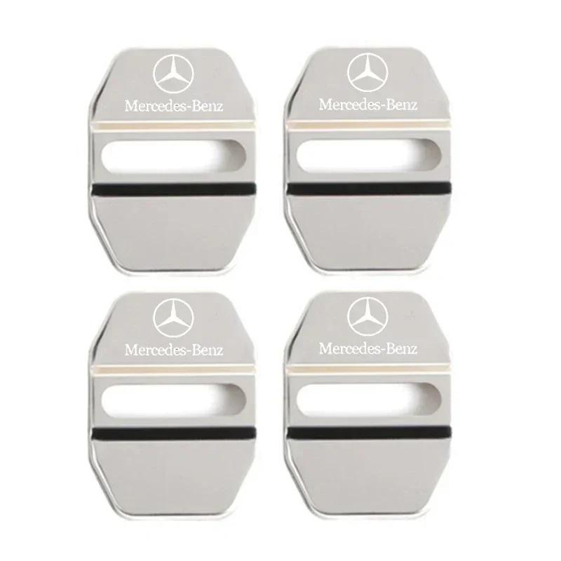 DCGO2 4PCS Stainless steel Car Emblem Door Lock Covers for Mercedes Benz CLA CLS GLE GLC GLS GLK W212 W205 W213 W203 W204 W211 E200