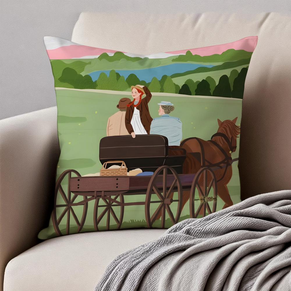 Wholesome Imaginative AAnne Of Green Gables Cushion Cover Pillowcase Antidustmite Invisible Zipper Short Plush Sofa Cushion