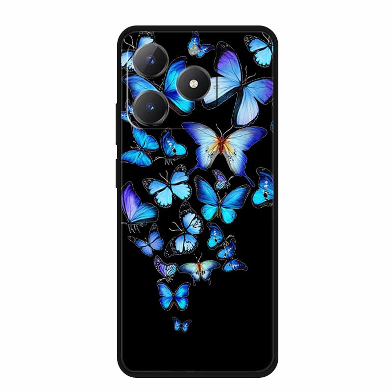 Черный силиконовый чехол для Realme Narzo N61 Чехол N 61 Funda Мультяшный кот Мягкая задняя крышка для Realme Note 60 Чехол для телефона Ракушки Coque