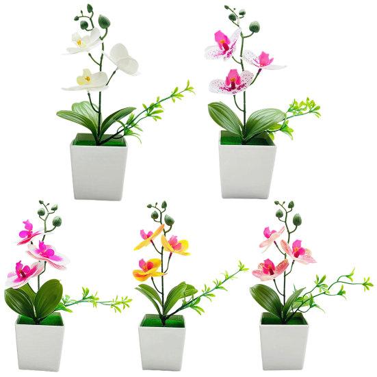Искусственный бонсай Реалистичные три цветка Неувядающие Неувядающие Декоративные DIY Поддельные Орхидеи Фаленопсис