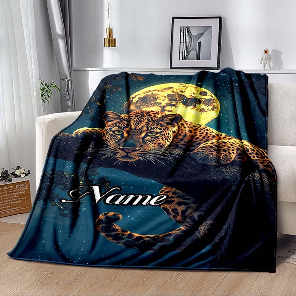 Leopard Customize Your Name Outdoor Blanket Suitable For All Seasons Comfortable And Warm Soft Blanket Suitable For Travel Gifts For Relatives And