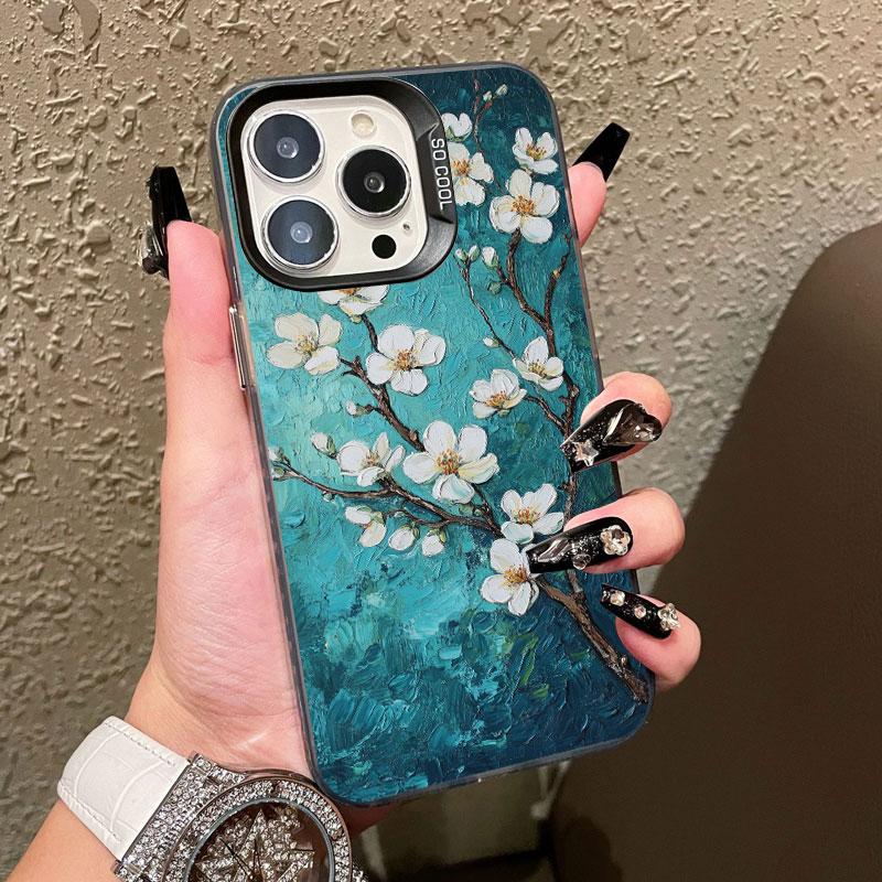 Лазерный чехол для телефона с миндальными цветами Ван Гога для IPhone 16 15 14 Pro Max Plus 17 Pro Max Air 13 12 Mini 11 Pro Max Ударопрочный корпус