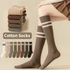 1/5 Pairs Women Knee Length Ins Fashion Pure Cotton Socks Japanese College Style High Tube Stockings Girl Calf Socks