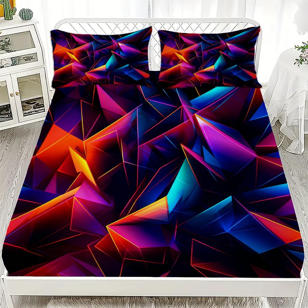 1pc Polygon Sheet Set Geometric Visual 3D Printed Cool Gradient Bedding Sheet Gift For Boys Teen Adult Home Living Room Decor