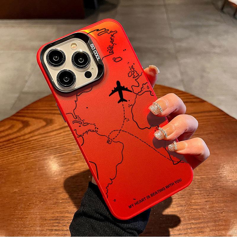 Airplane map compatible with iPhone 17 Pro Max phone case, iPhone 16 energetic case, European and American style, 1413