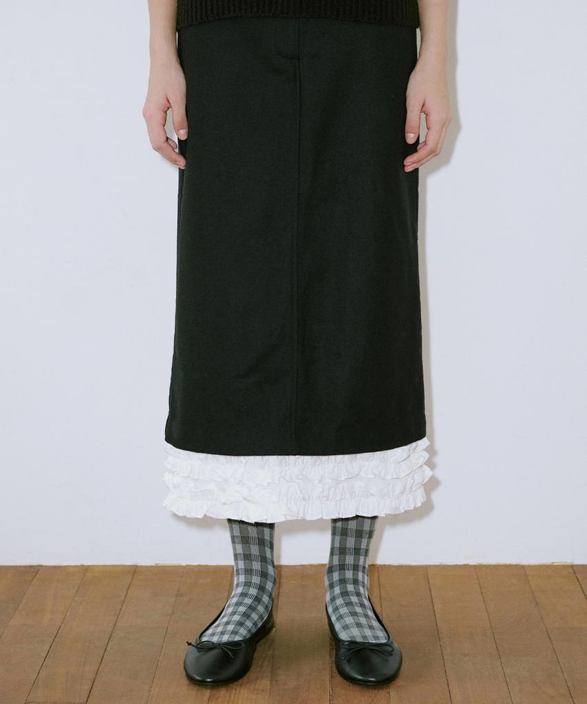 Sinun Frill Long Skirt (Black)