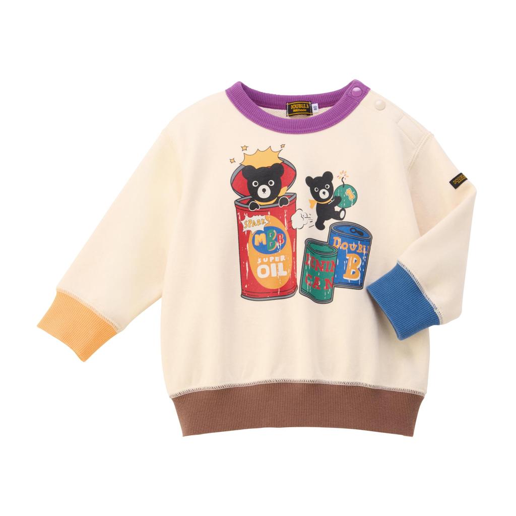MIKI HOUSE Double B Sweatshirt, Long Sleeve, Bear Design, for Boys and Girls, Baby, Kids, Children's Clothing, 63-5606-149, 110cm, Multicolor