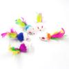 Cat Toy Plush Little Mouse Colorful Feathers Cat Toy Plush Sound Big Mouse Cat Self-hi Toy